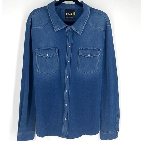 Lysse Women’s Stretch Denim Snap Button Down Shirt Size 1X Western Vibes Cotton - Picture 1 of 10
